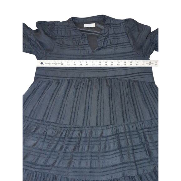 Altar'd State Babydoll Dress Small Tie Sleeve Tiered Ruffle Black Pockets - Picture 3 of 6